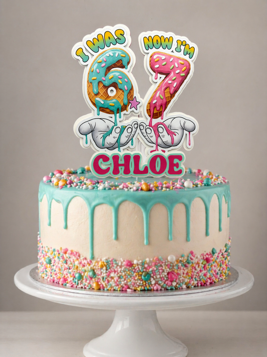 Personalised 7th Birthday Cake Topper | Ice Cream Drip Name Decor