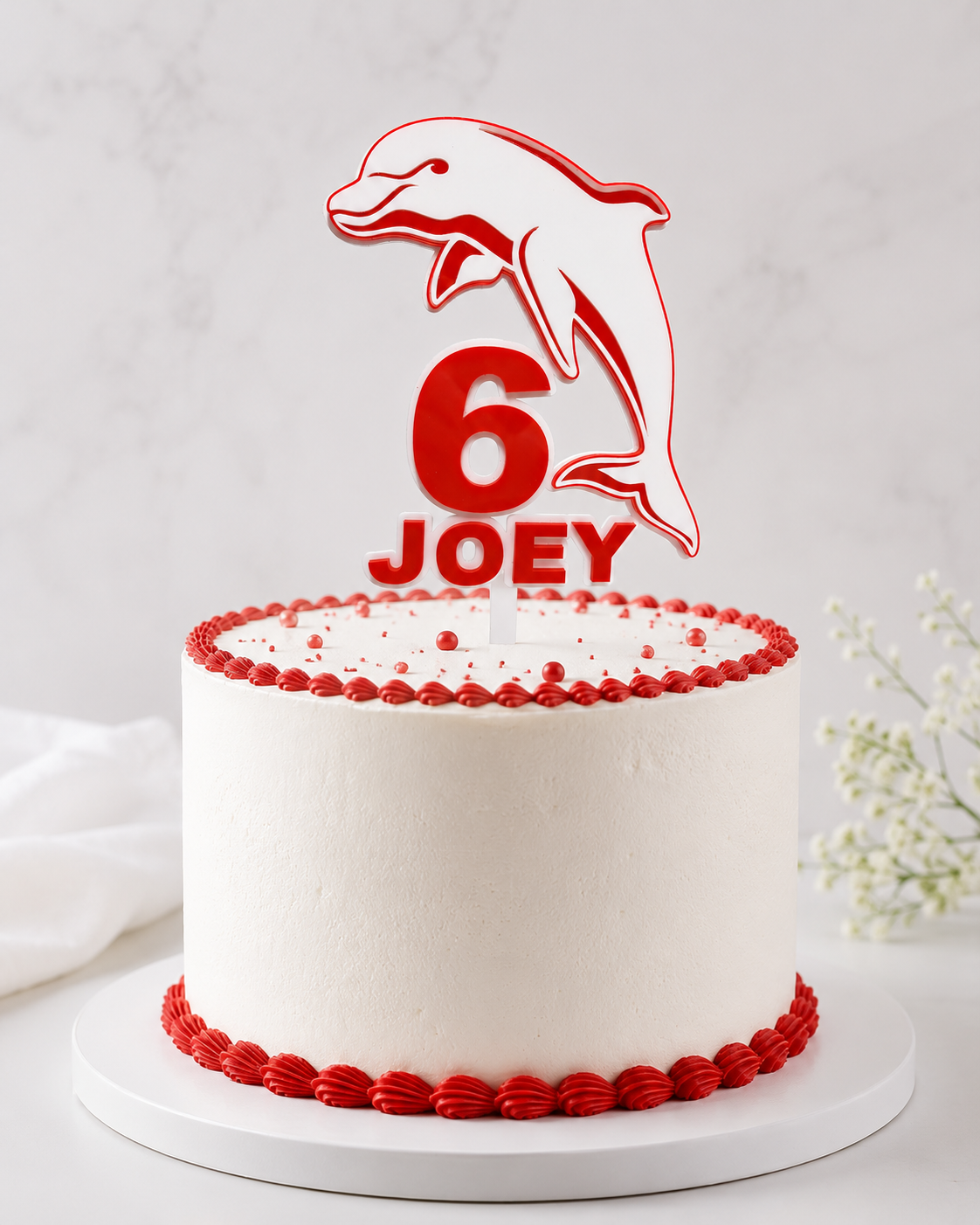 Personalised NRL Dolphins Cake Topper | Redcliffe Dolphins Birthday Topper | Custom Name & Age | Rugby League Party Decoration