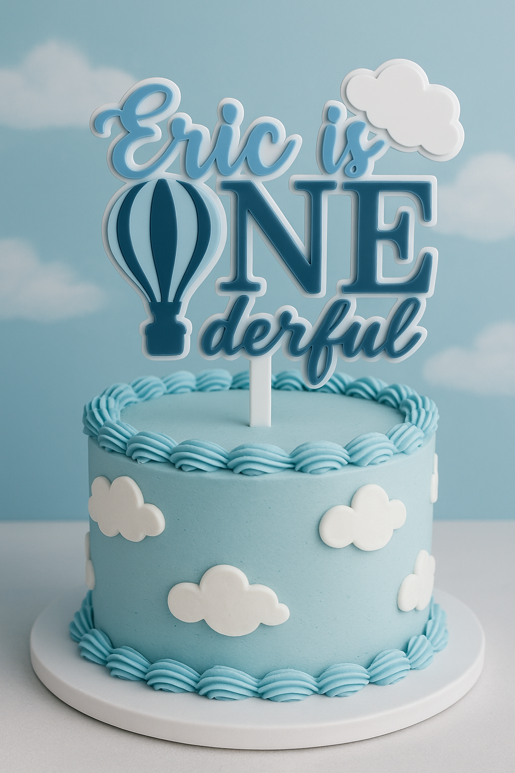 ONE-derful Balloon-Themed First Birthday Cake Topper – Custom Name