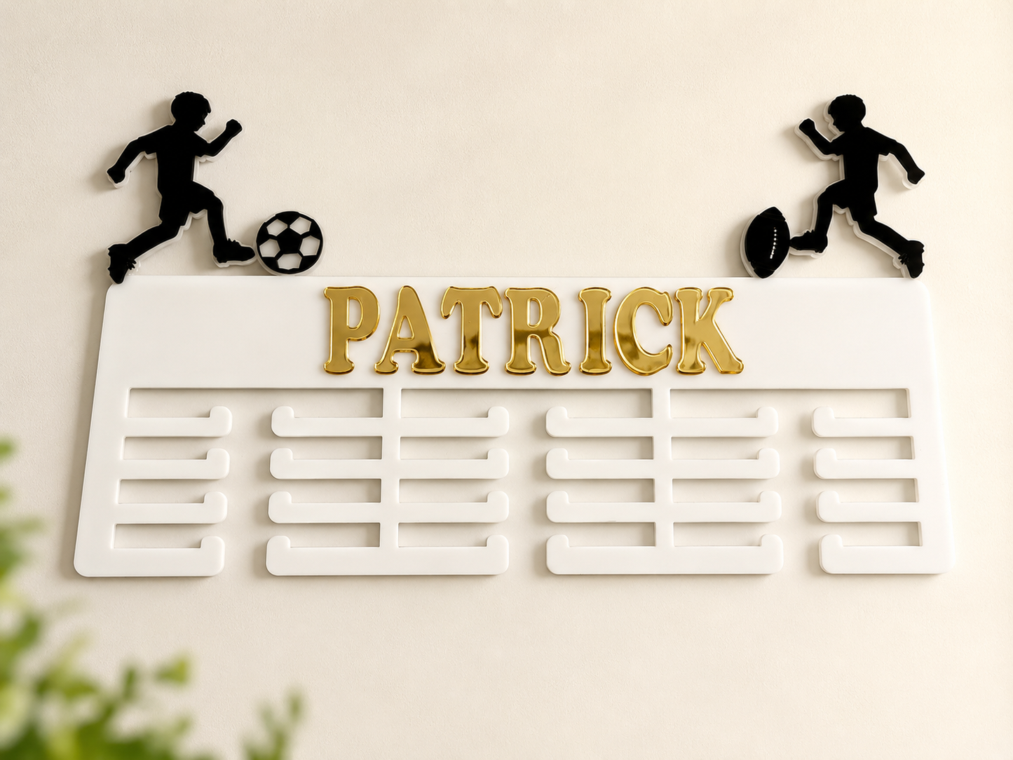 Personalised Sports Medal Holder – Custom Name Display Rack, Acrylic Hanger