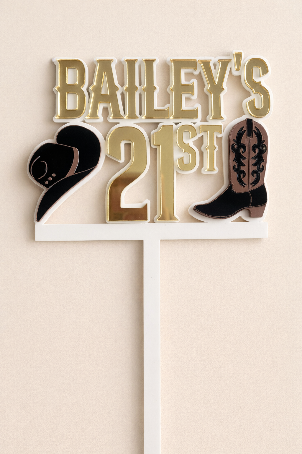 Personalised Cowboy cake topper / Country and western theme party / Acrylic topper