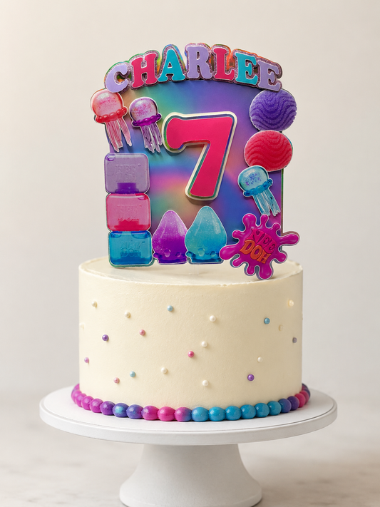 Custom NeeDoh Inspired Cake Topper | Personalised Birthday Cake Topper | Squishy Toy Theme Party Decor | Jelly Bear Birthday Topper