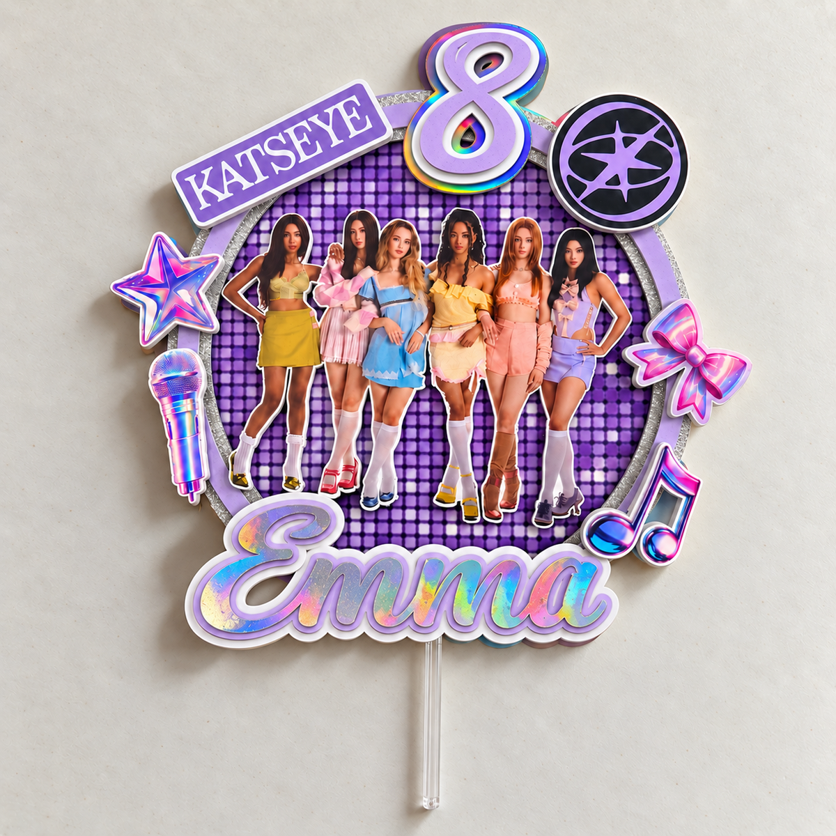KATSEYE Birthday Cake Topper with Custom Name & Age