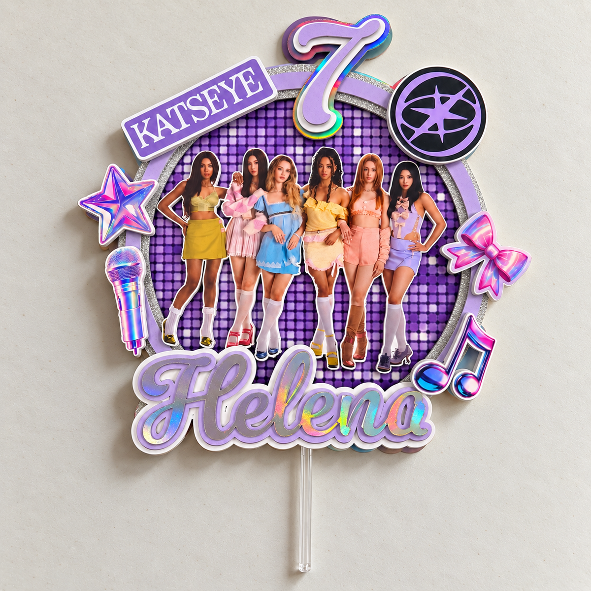 KATSEYE Birthday Cake Topper with Custom Name & Age
