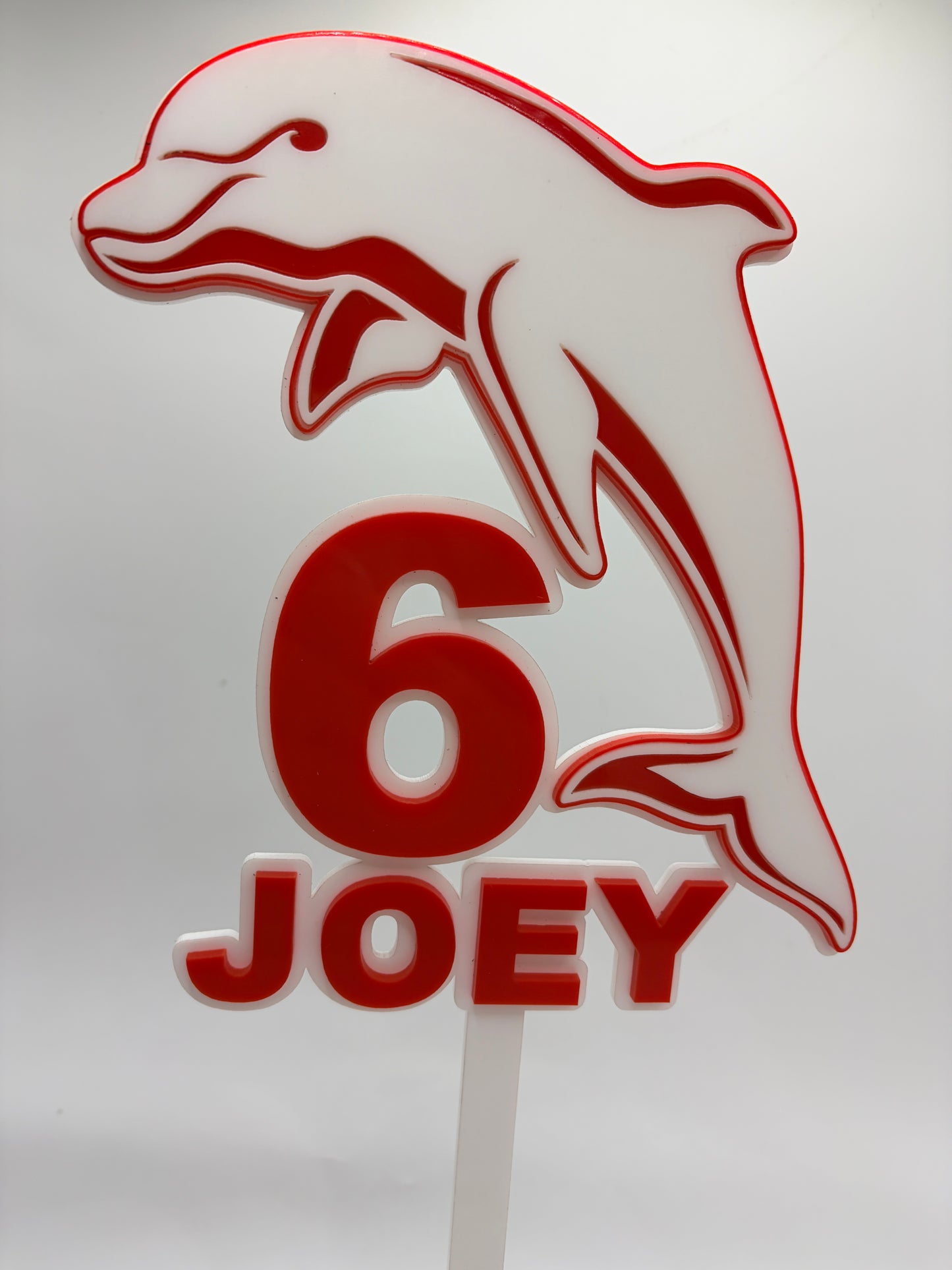 Personalised NRL Dolphins Cake Topper | Redcliffe Dolphins Birthday Topper | Custom Name & Age | Rugby League Party Decoration