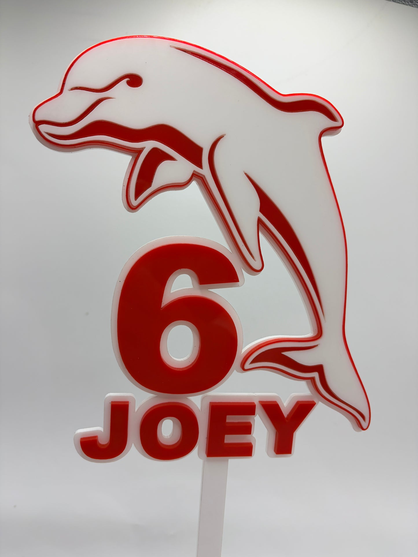 Personalised NRL Dolphins Cake Topper | Redcliffe Dolphins Birthday Topper | Custom Name & Age | Rugby League Party Decoration