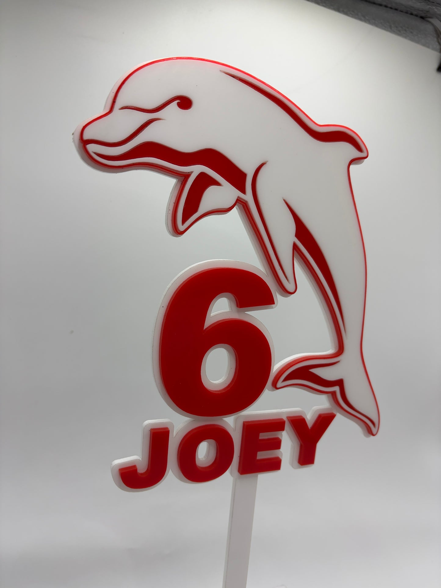 Personalised NRL Dolphins Cake Topper | Redcliffe Dolphins Birthday Topper | Custom Name & Age | Rugby League Party Decoration