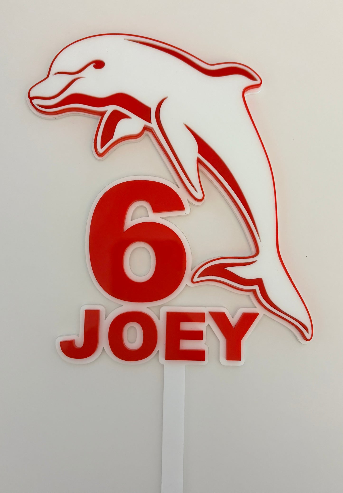 Personalised NRL Dolphins Cake Topper | Redcliffe Dolphins Birthday Topper | Custom Name & Age | Rugby League Party Decoration