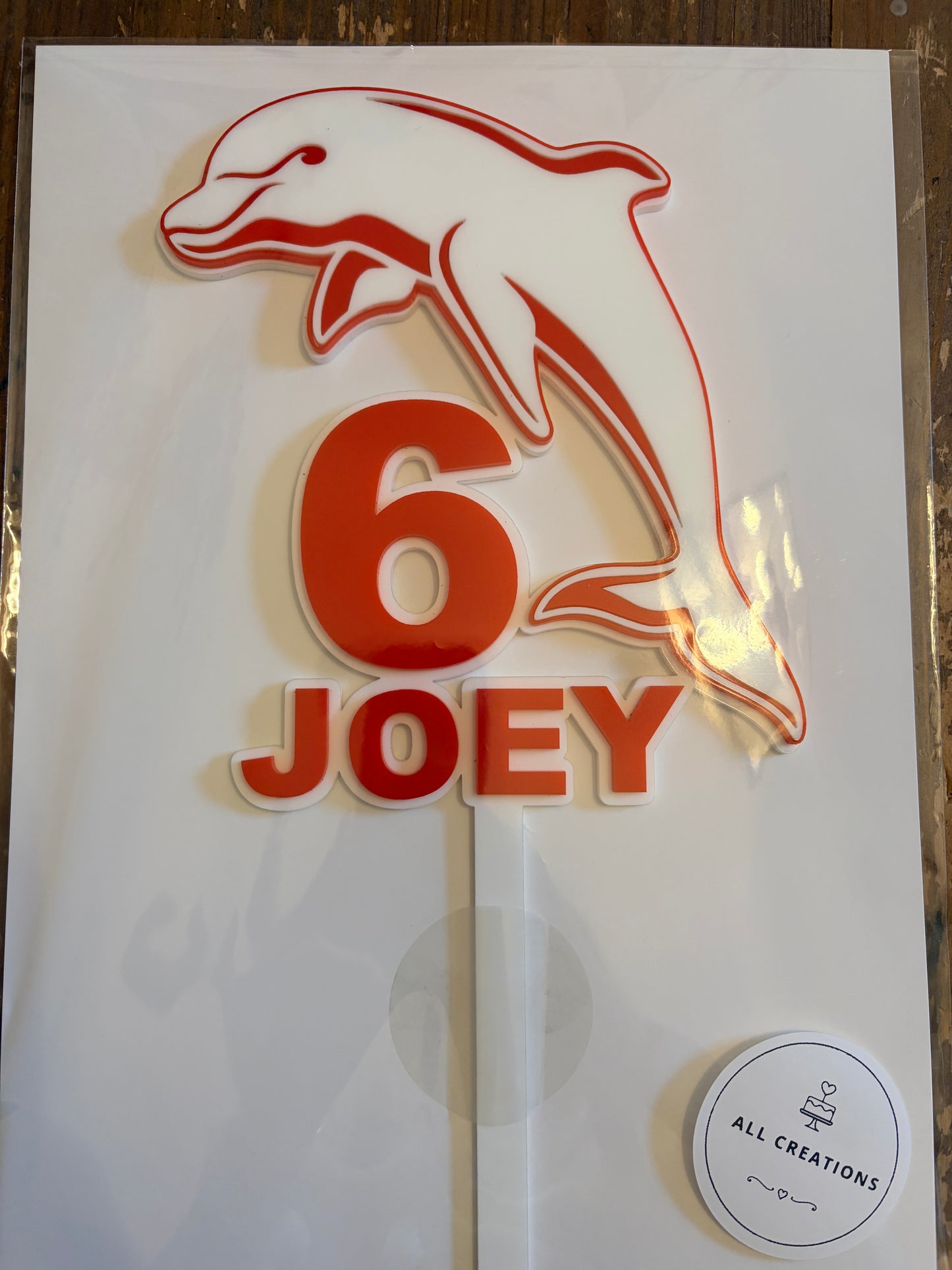 Personalised NRL Dolphins Cake Topper | Redcliffe Dolphins Birthday Topper | Custom Name & Age | Rugby League Party Decoration