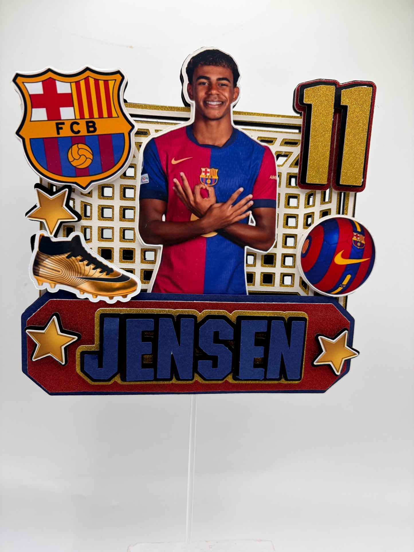 Personalised Lamine Yamal Soccer Cake Topper | Barcelona Football Birthday Topper | Custom Name and Age