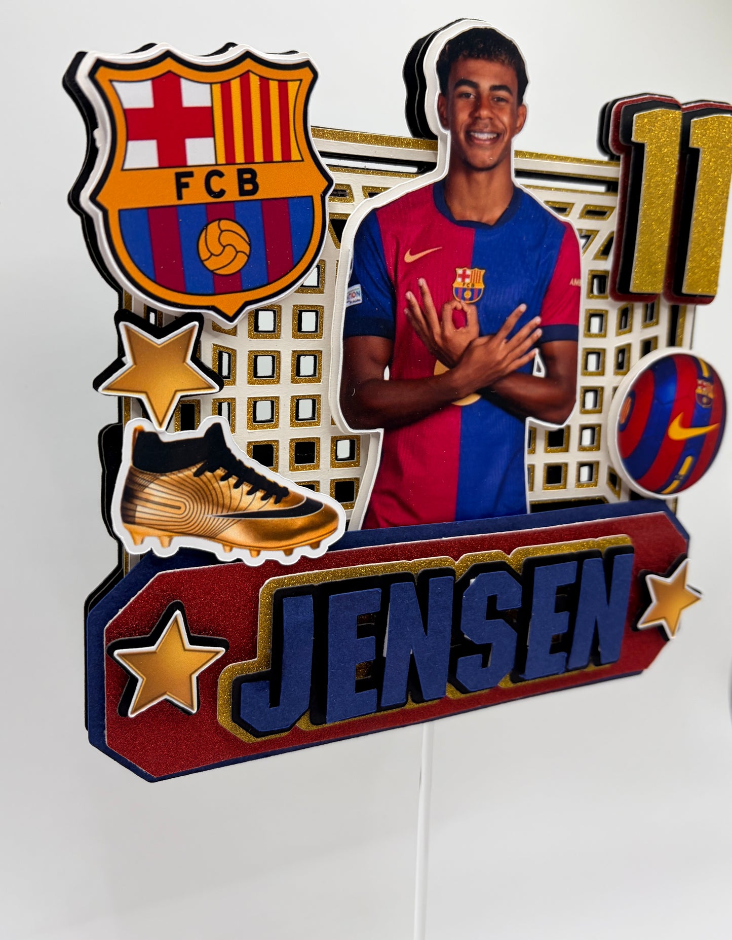 Personalised Lamine Yamal Soccer Cake Topper | Barcelona Football Birthday Topper | Custom Name and Age