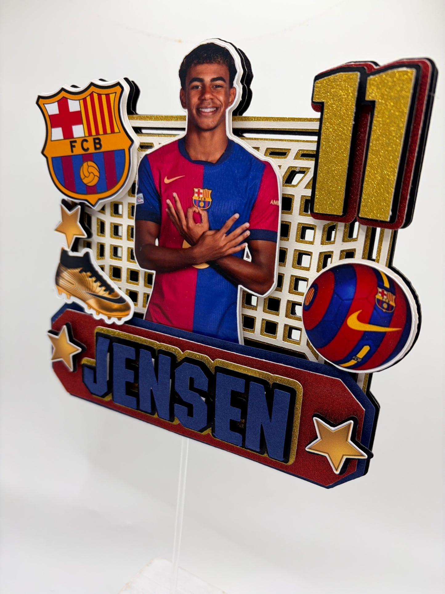 Personalised Lamine Yamal Soccer Cake Topper | Barcelona Football Birthday Topper | Custom Name and Age