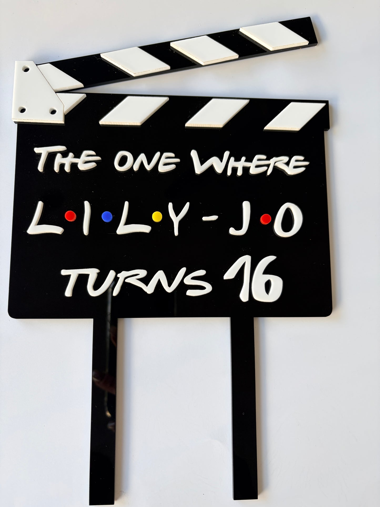 Friends theme personalised acrylic cake topper