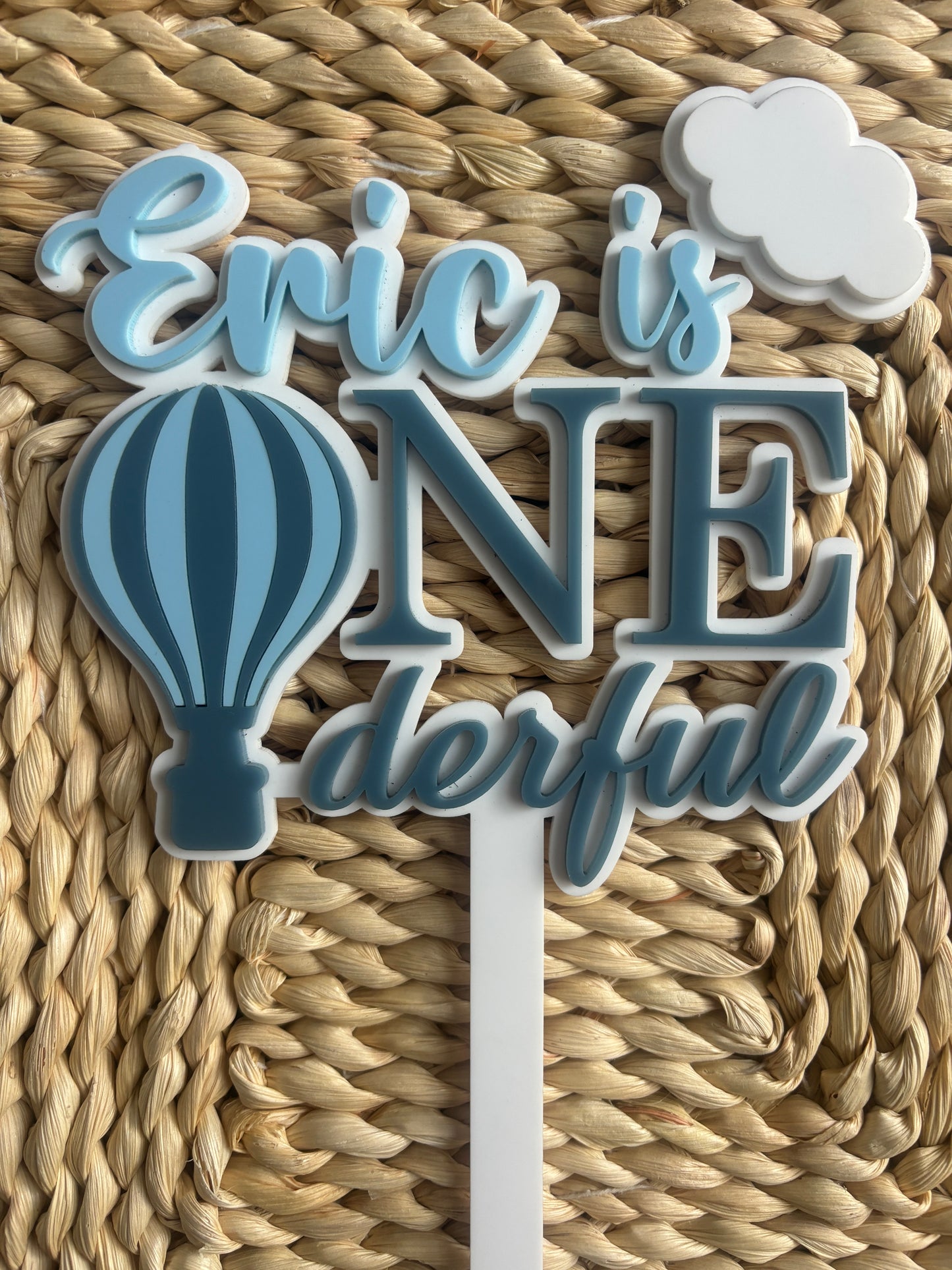 ONE-derful Balloon-Themed First Birthday Cake Topper – Custom Name
