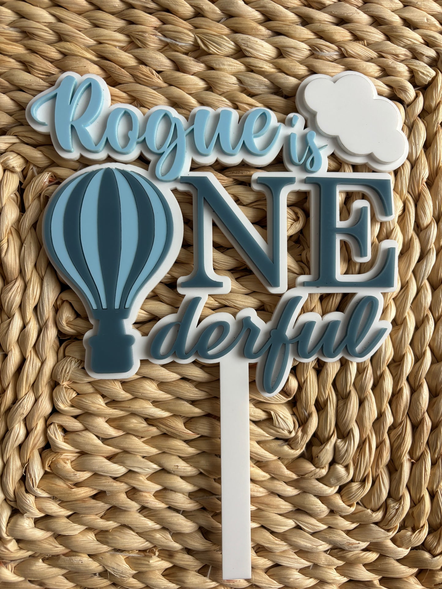 ONE-derful Balloon-Themed First Birthday Cake Topper – Custom Name