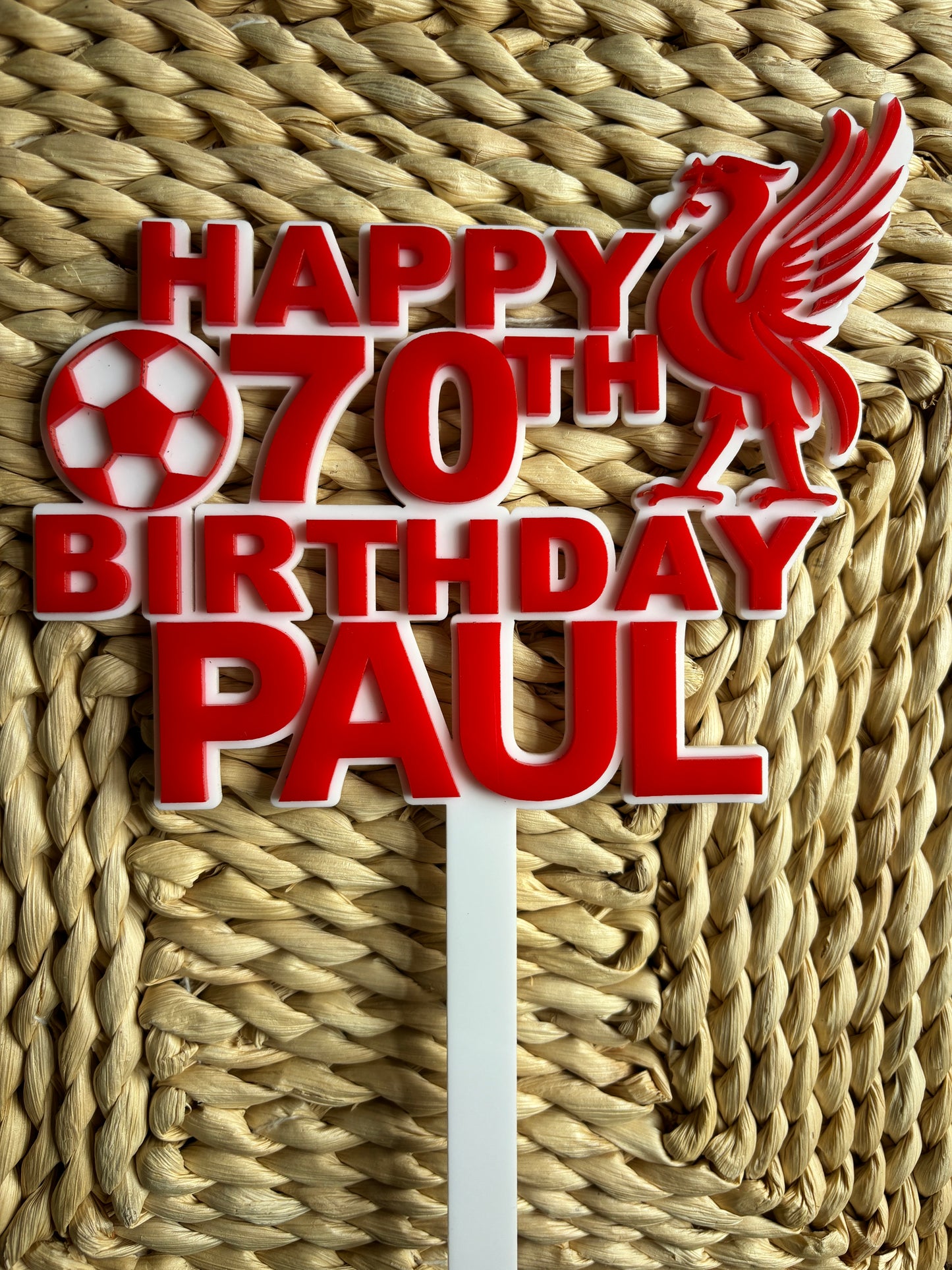 Custom Liverpool FC Acrylic Cake Topper – Add Name & Age