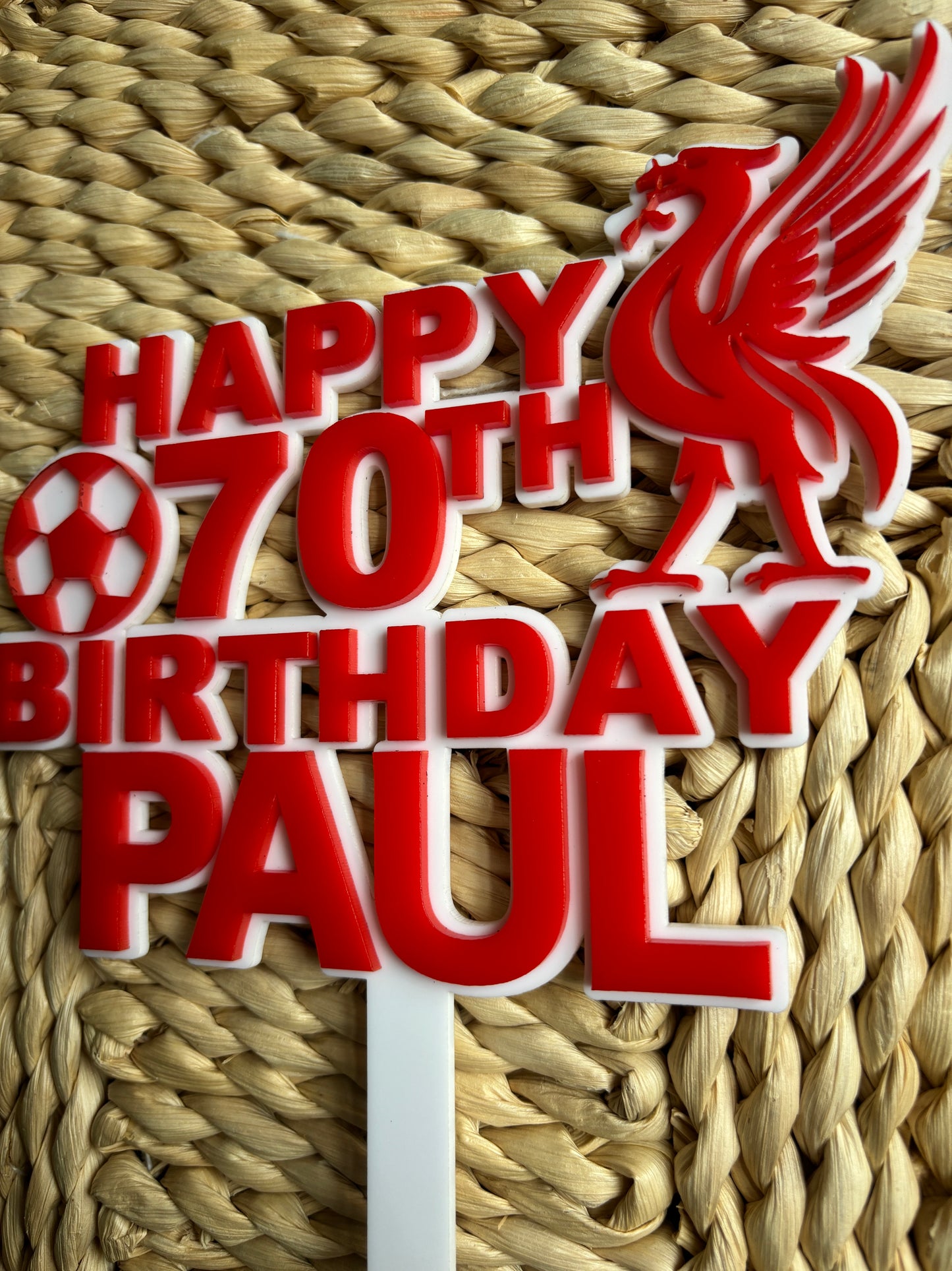 Custom Liverpool FC Acrylic Cake Topper – Add Name & Age