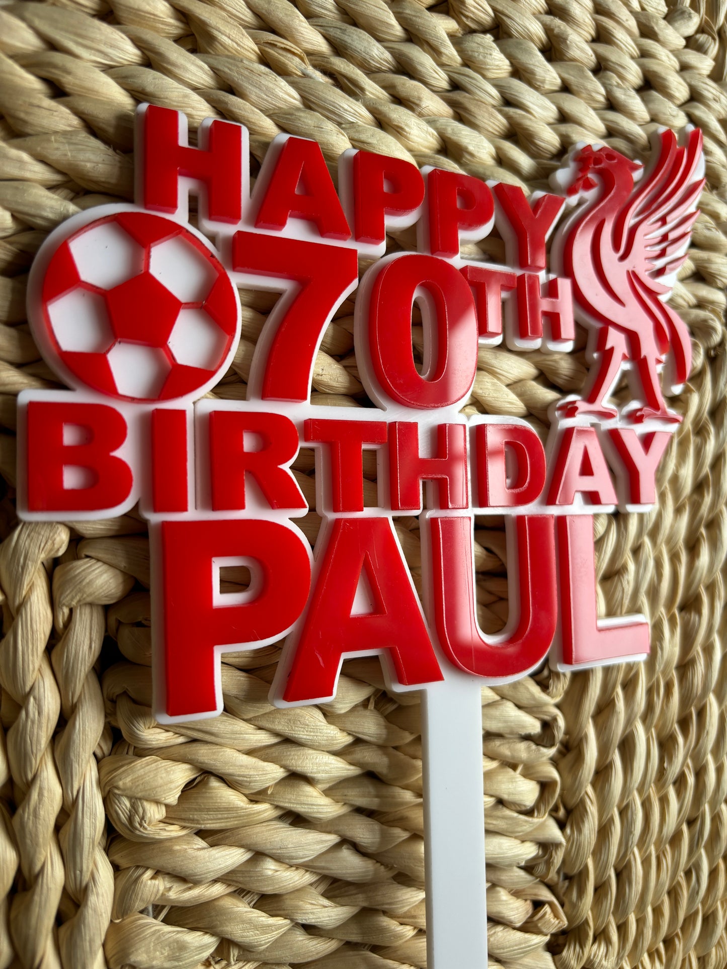 Custom Liverpool FC Acrylic Cake Topper – Add Name & Age