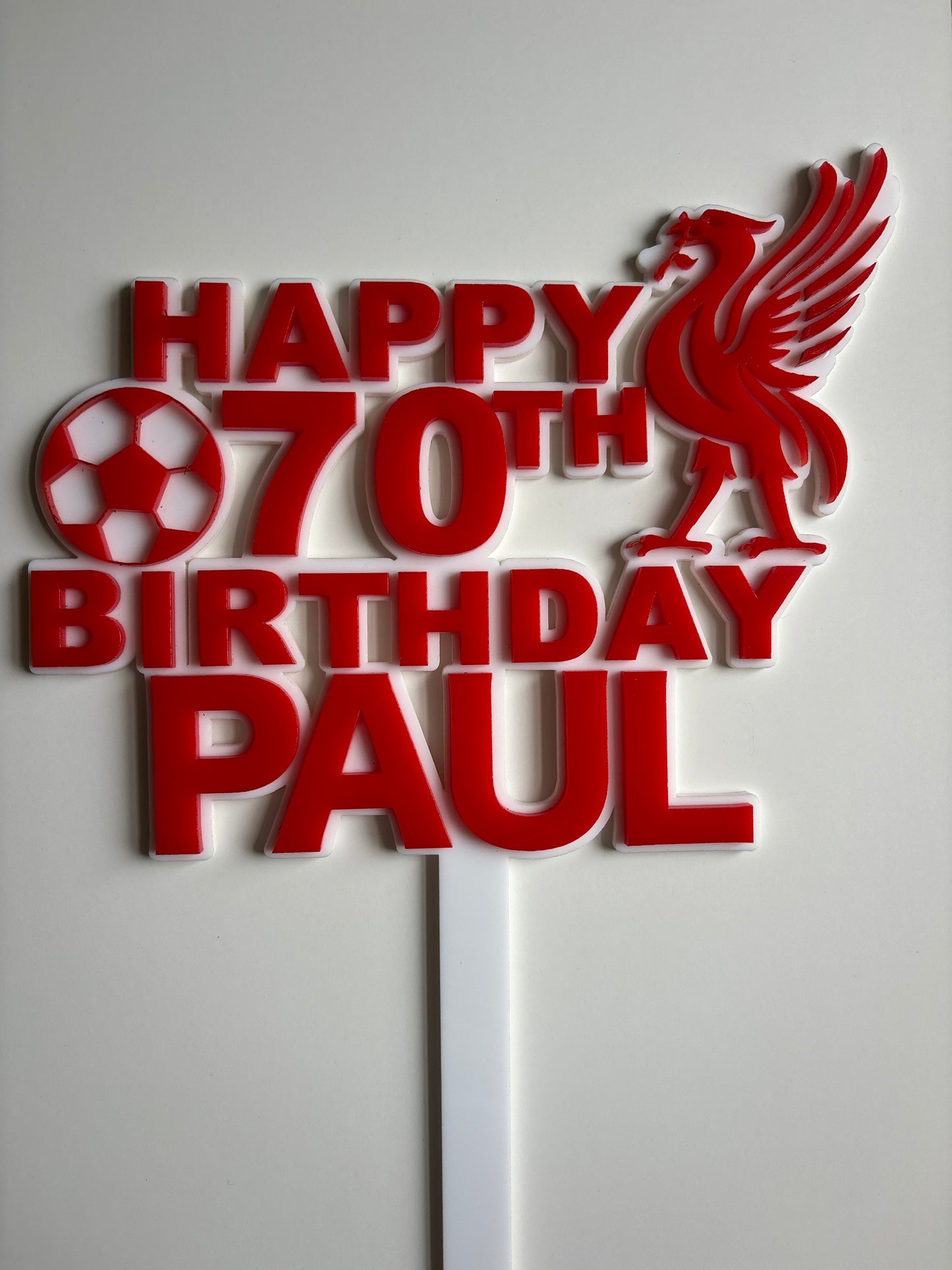 Custom Liverpool FC Acrylic Cake Topper – Add Name & Age