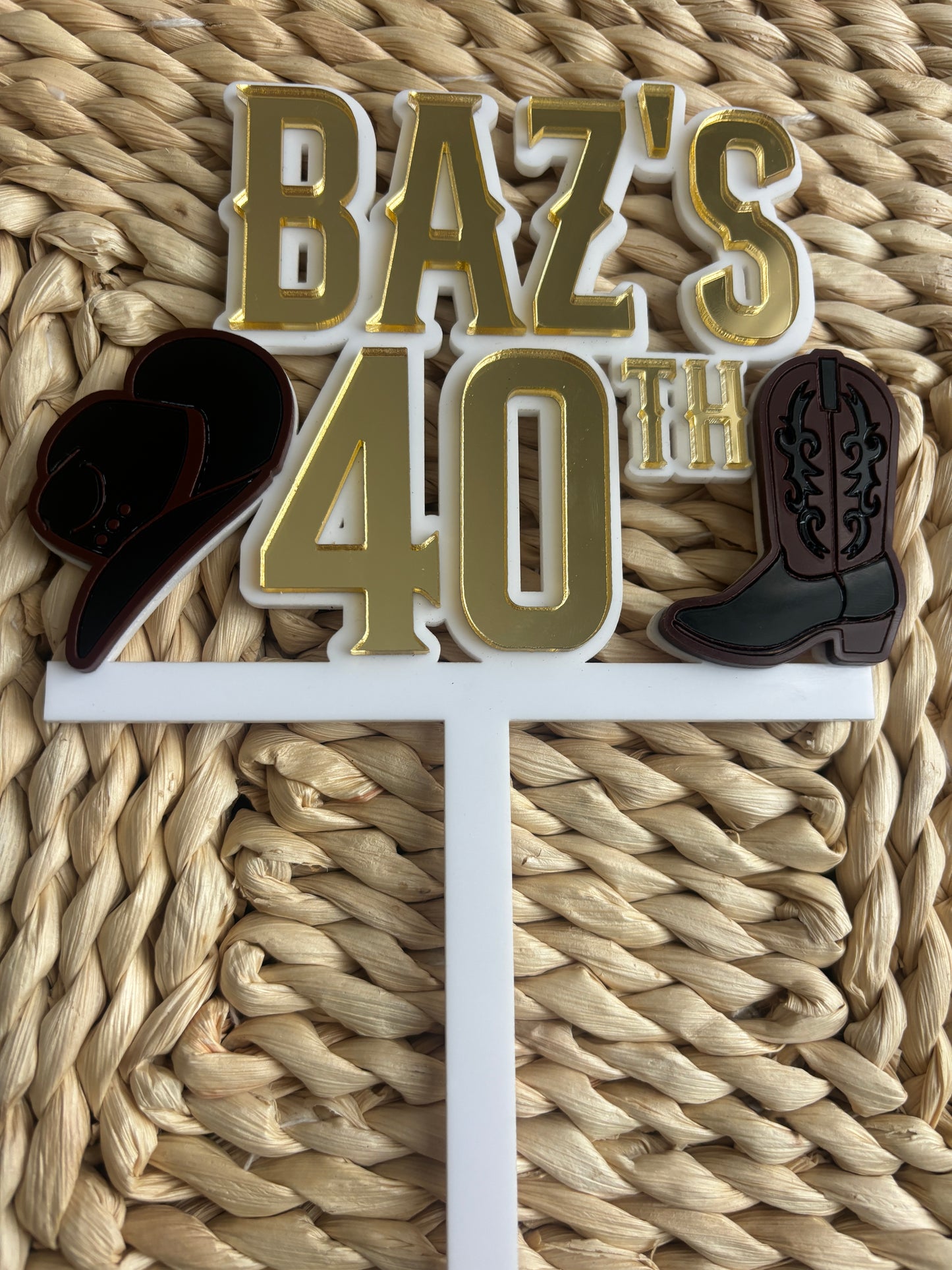 Personalised Cowboy cake topper / Country and western theme party / Acrylic topper