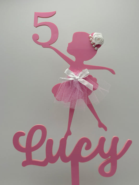 🎀 Ballerina Birthday Cake Topper – Custom Name & Age 🎀