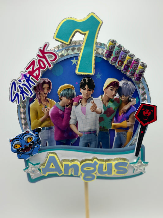 K-pop demon hunters Saja Boys Birthday Cake Topper – Personalised with name and age