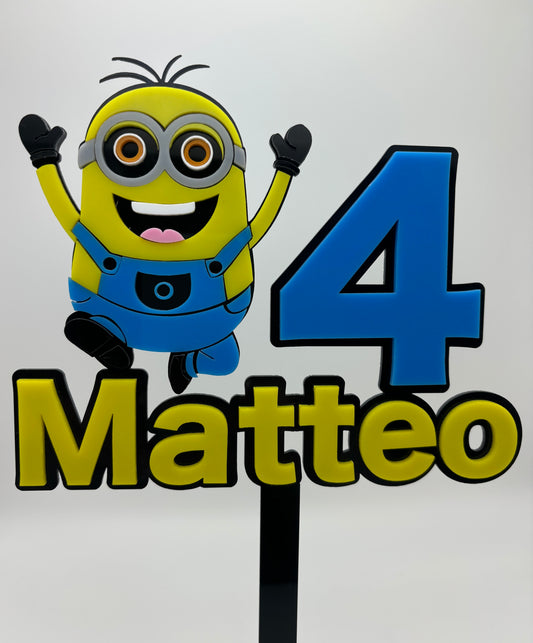 Personalised Minion Birthday Cake Topper | Custom Name & Age