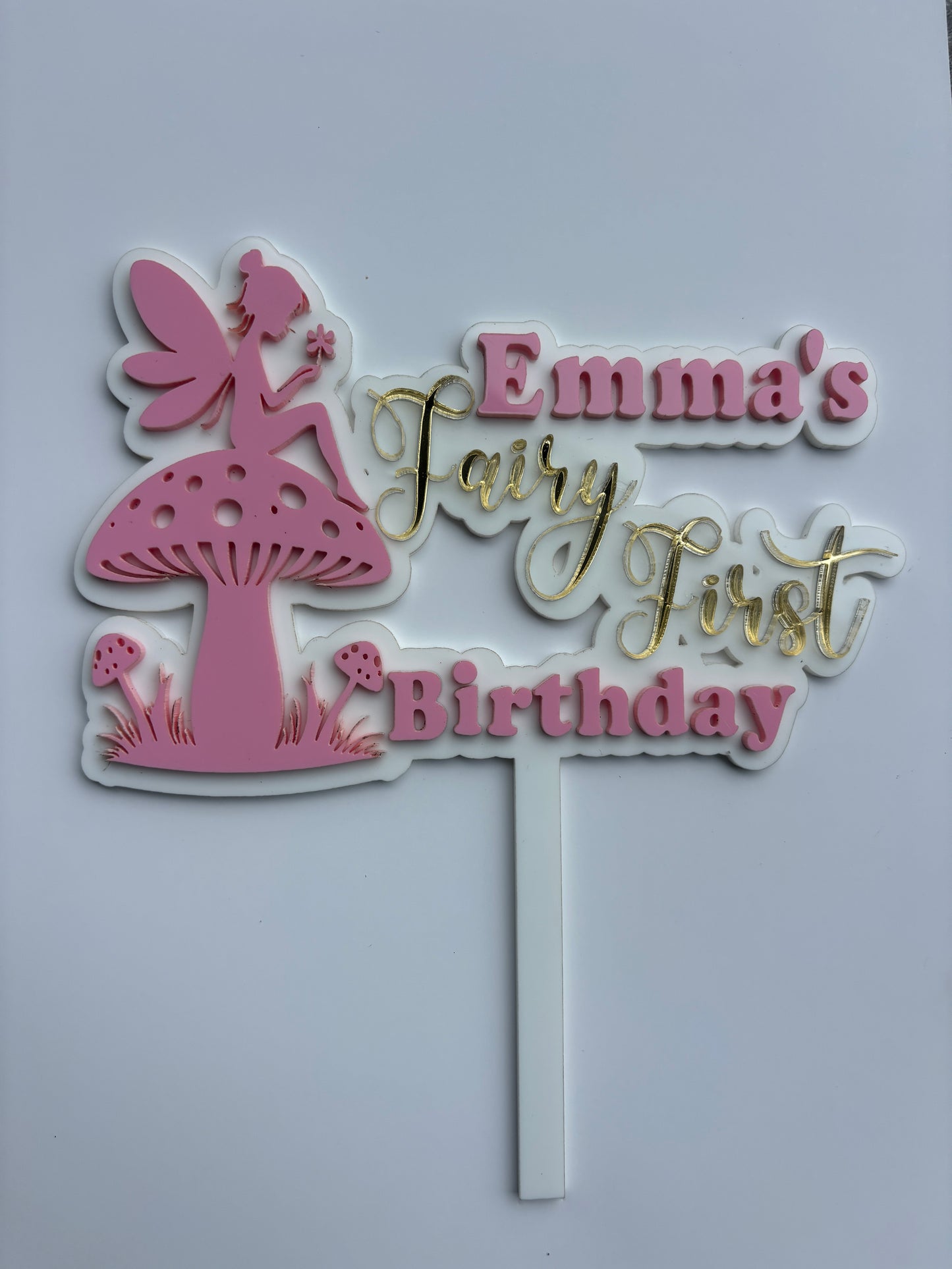 Personalised Fairy First Birthday Cake Topper