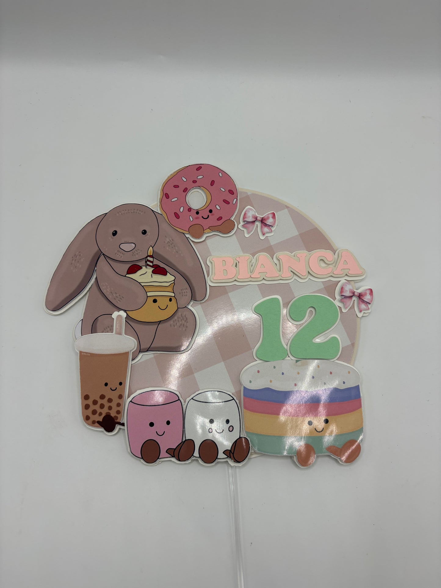 Jellycat  Cake Topper - Personalised Name and Age - Handmade Birthday Party Decor