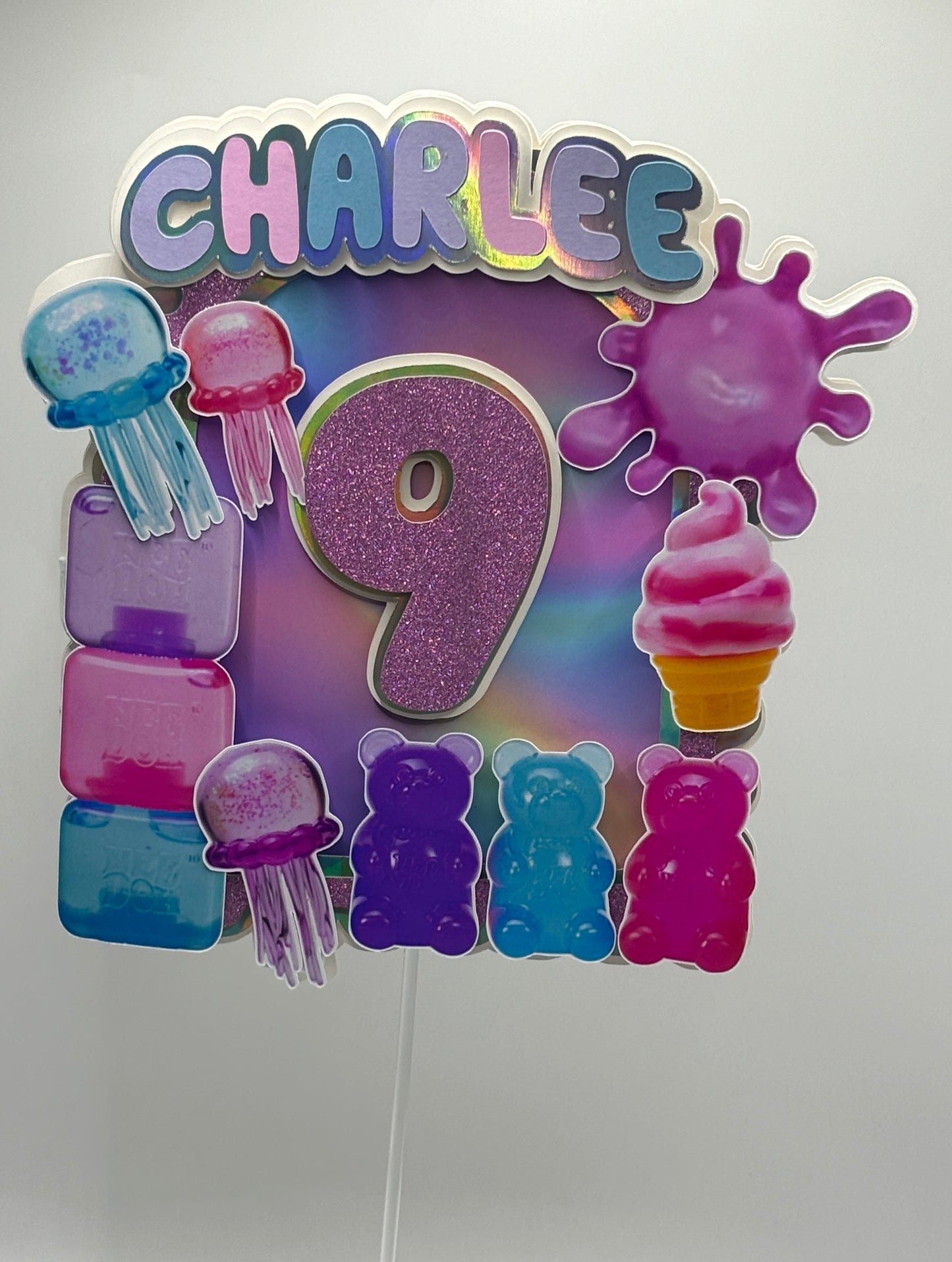 Custom NeeDoh Inspired Cake Topper | Personalised Birthday Cake Topper | Squishy Toy Theme Party Decor | Jelly Bear Birthday Topper