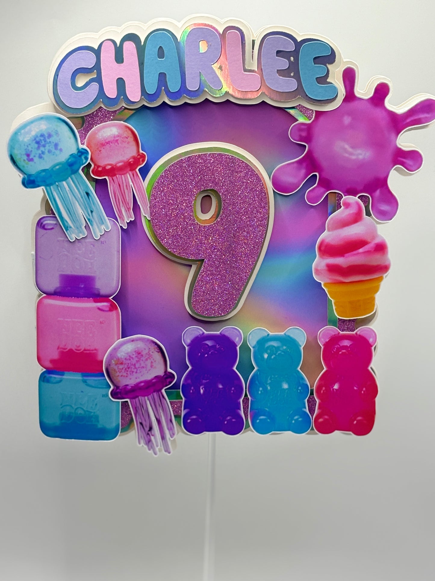 Custom NeeDoh Inspired Cake Topper | Personalised Birthday Cake Topper | Squishy Toy Theme Party Decor | Jelly Bear Birthday Topper