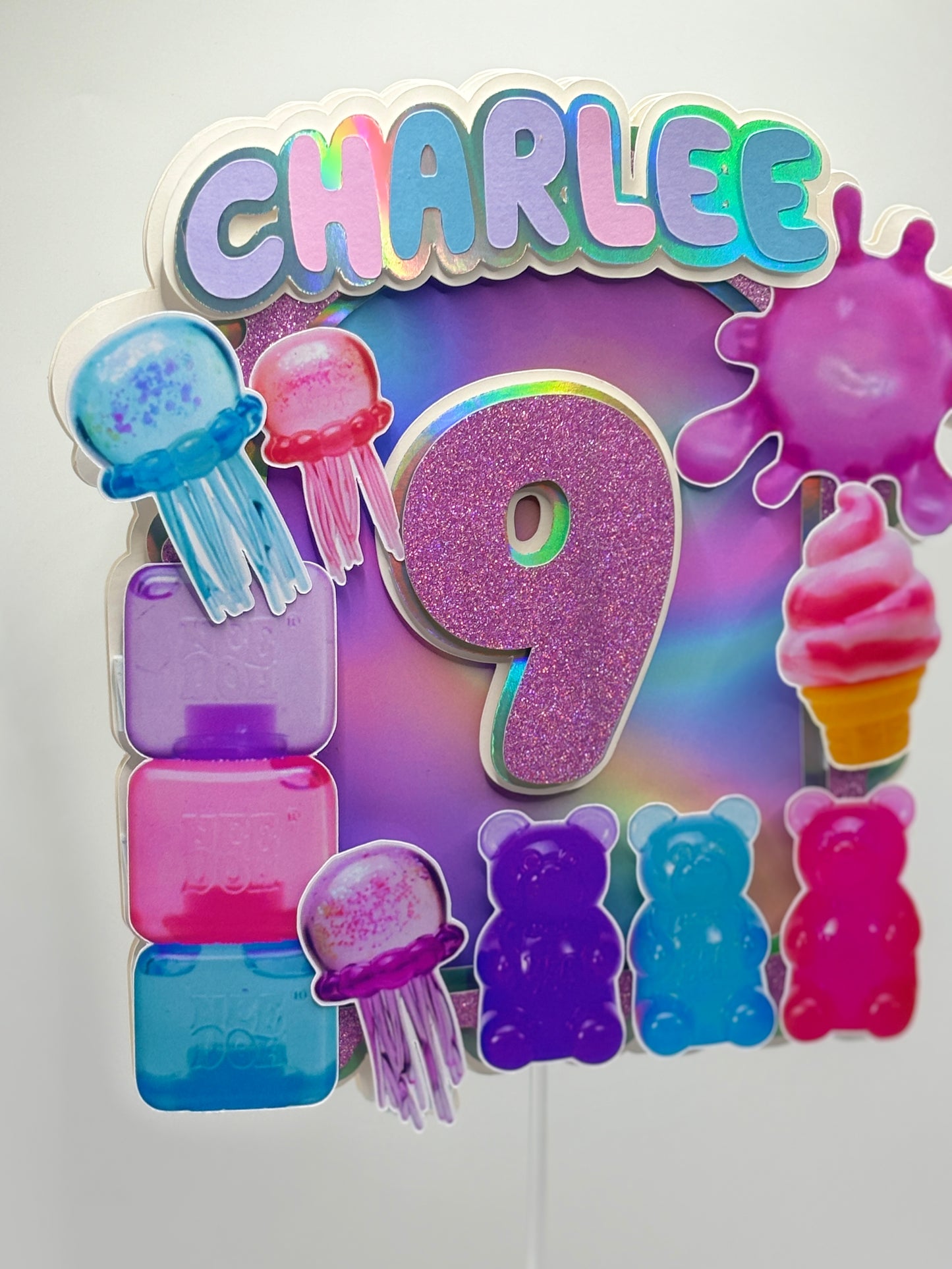 Custom NeeDoh Inspired Cake Topper | Personalised Birthday Cake Topper | Squishy Toy Theme Party Decor | Jelly Bear Birthday Topper