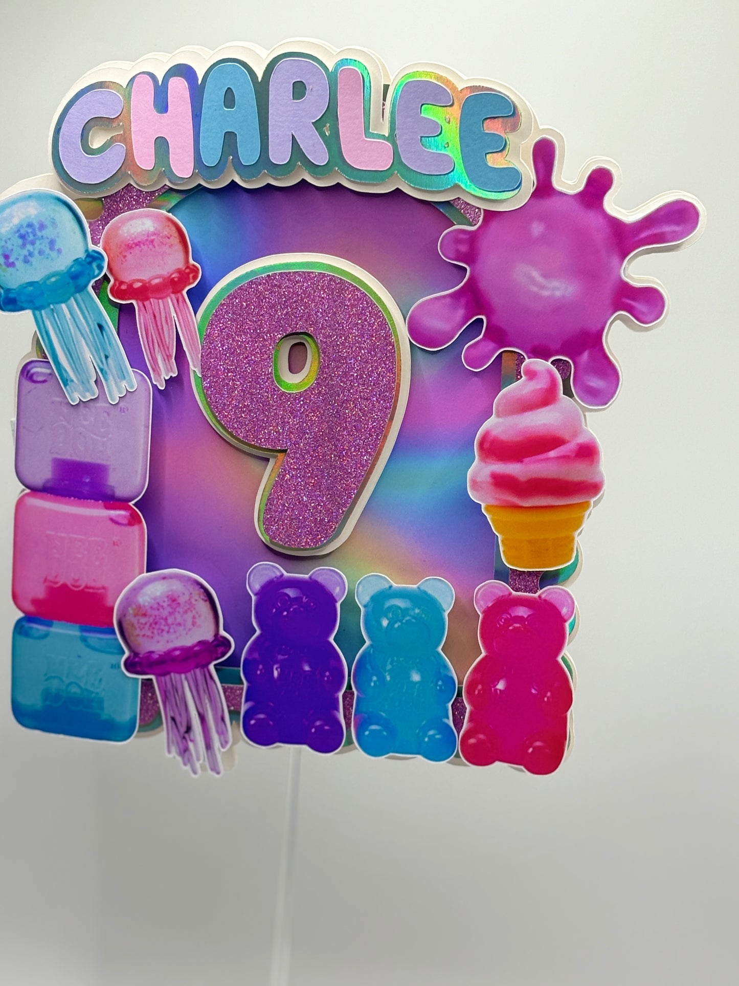 Custom NeeDoh Inspired Cake Topper | Personalised Birthday Cake Topper | Squishy Toy Theme Party Decor | Jelly Bear Birthday Topper