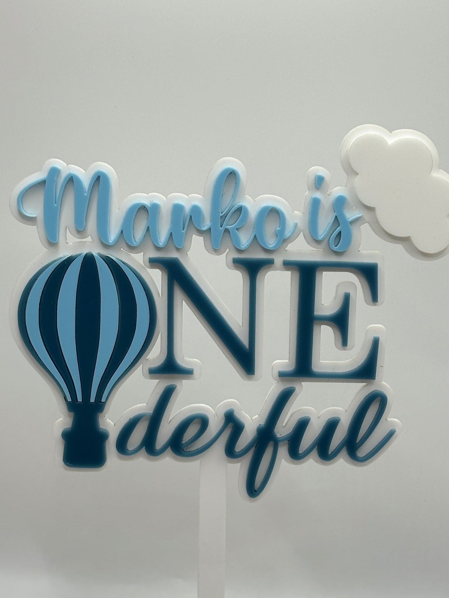ONE-derful Balloon-Themed First Birthday Cake Topper – Custom Name