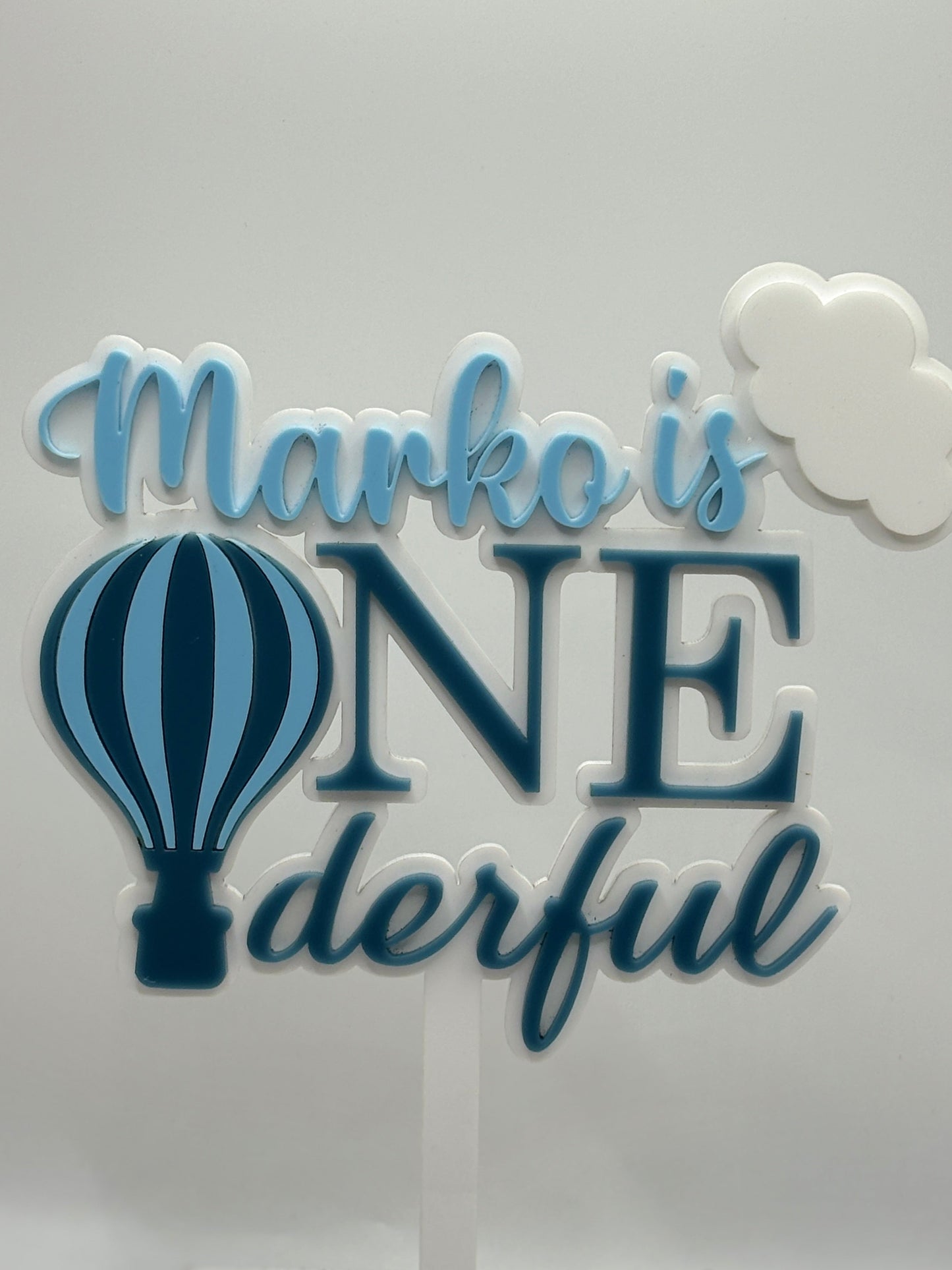 ONE-derful Balloon-Themed First Birthday Cake Topper – Custom Name