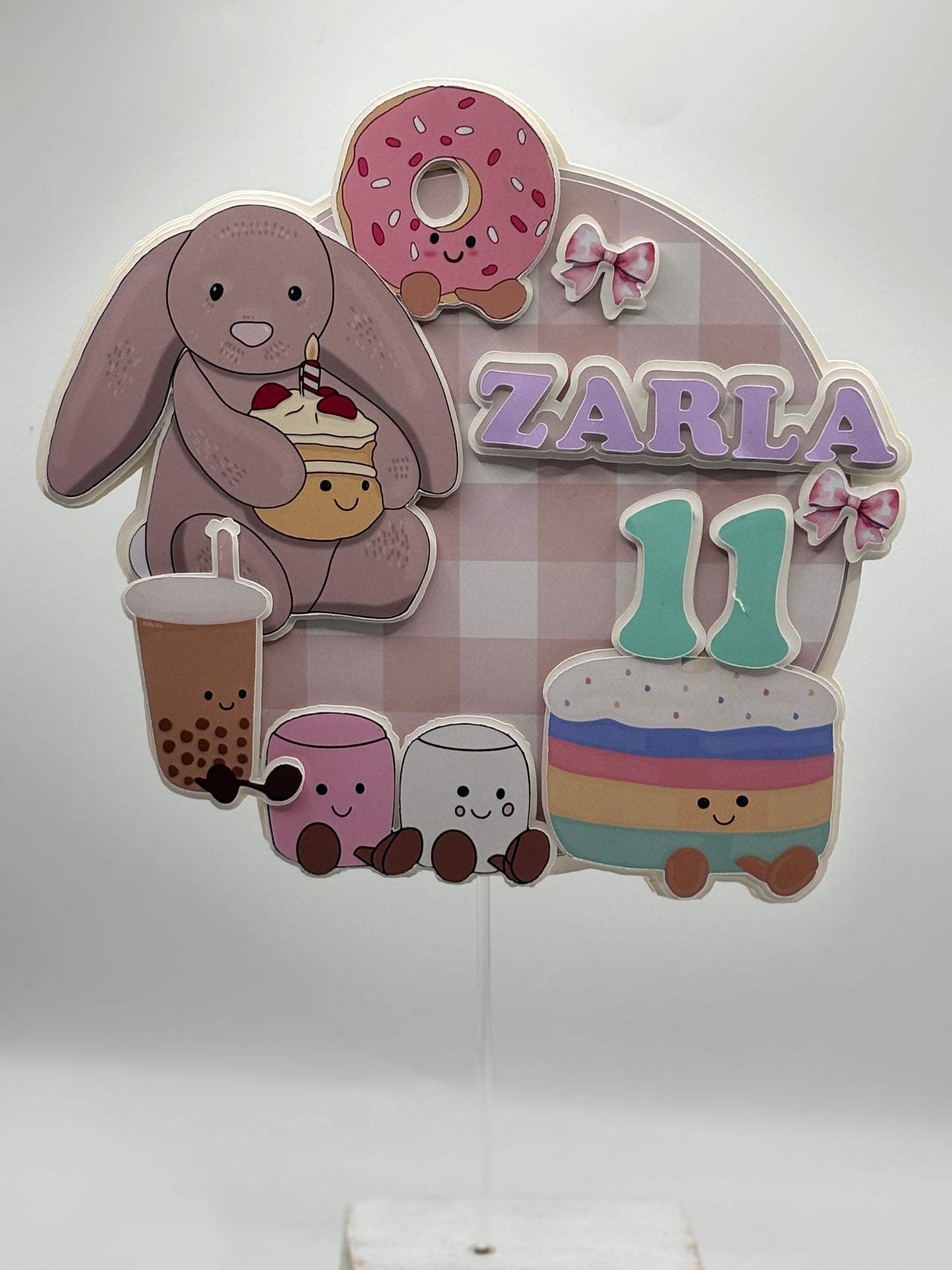 Jellycat  Cake Topper - Personalised Name and Age - Handmade Birthday Party Decor