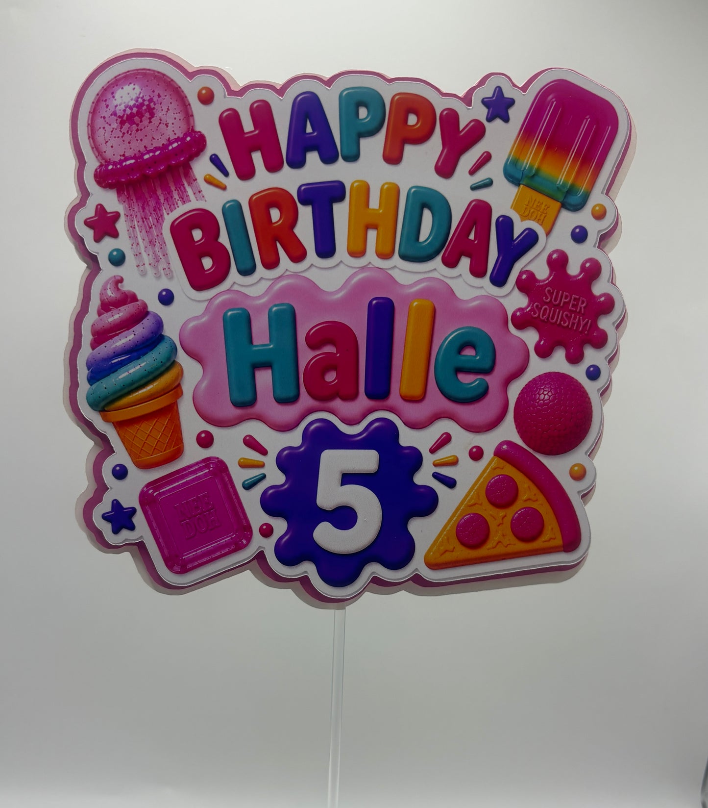 Personalised NeeDoh Inspired Cake Topper | Custom Birthday Squishy Party Decoration