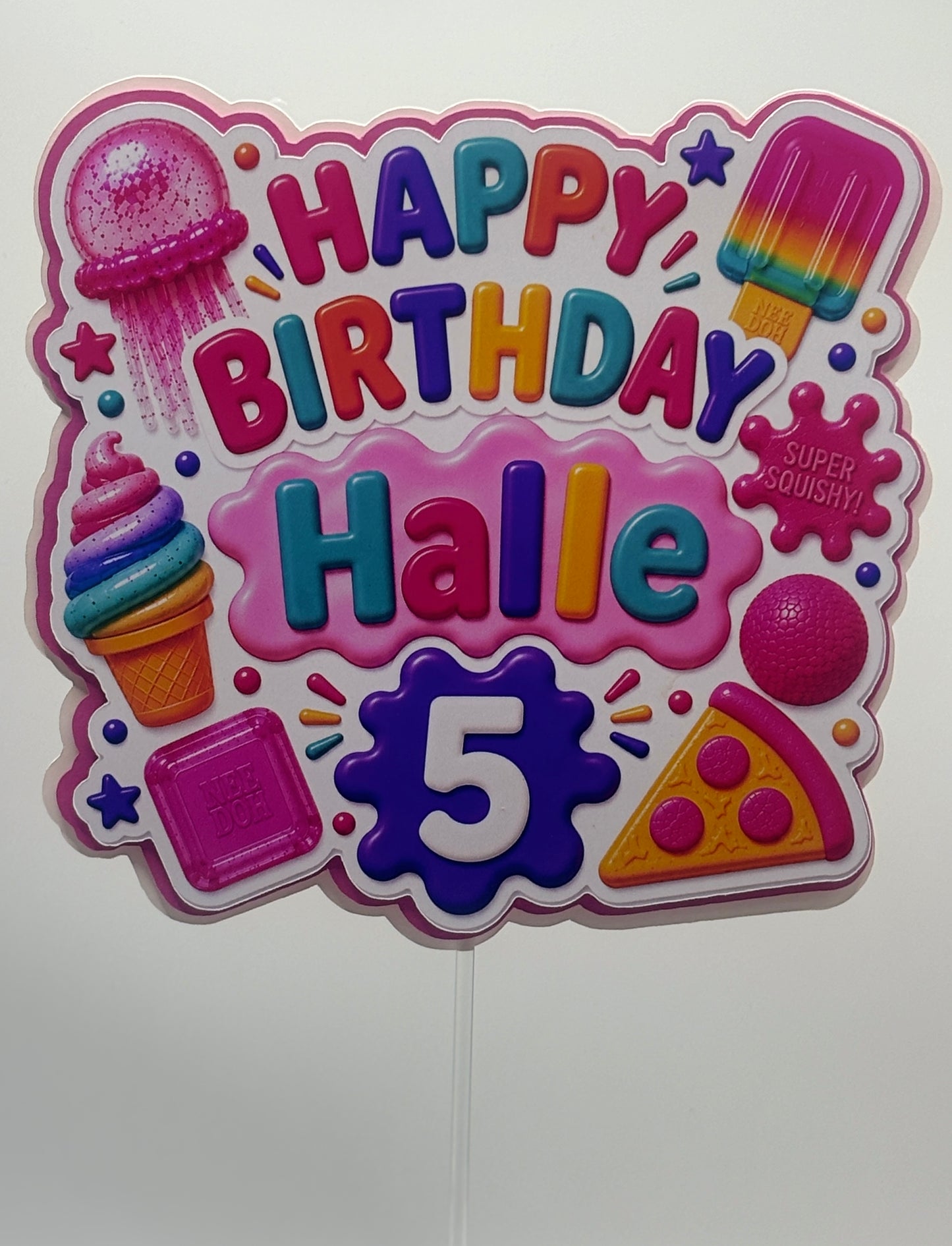 Personalised NeeDoh Inspired Cake Topper | Custom Birthday Squishy Party Decoration