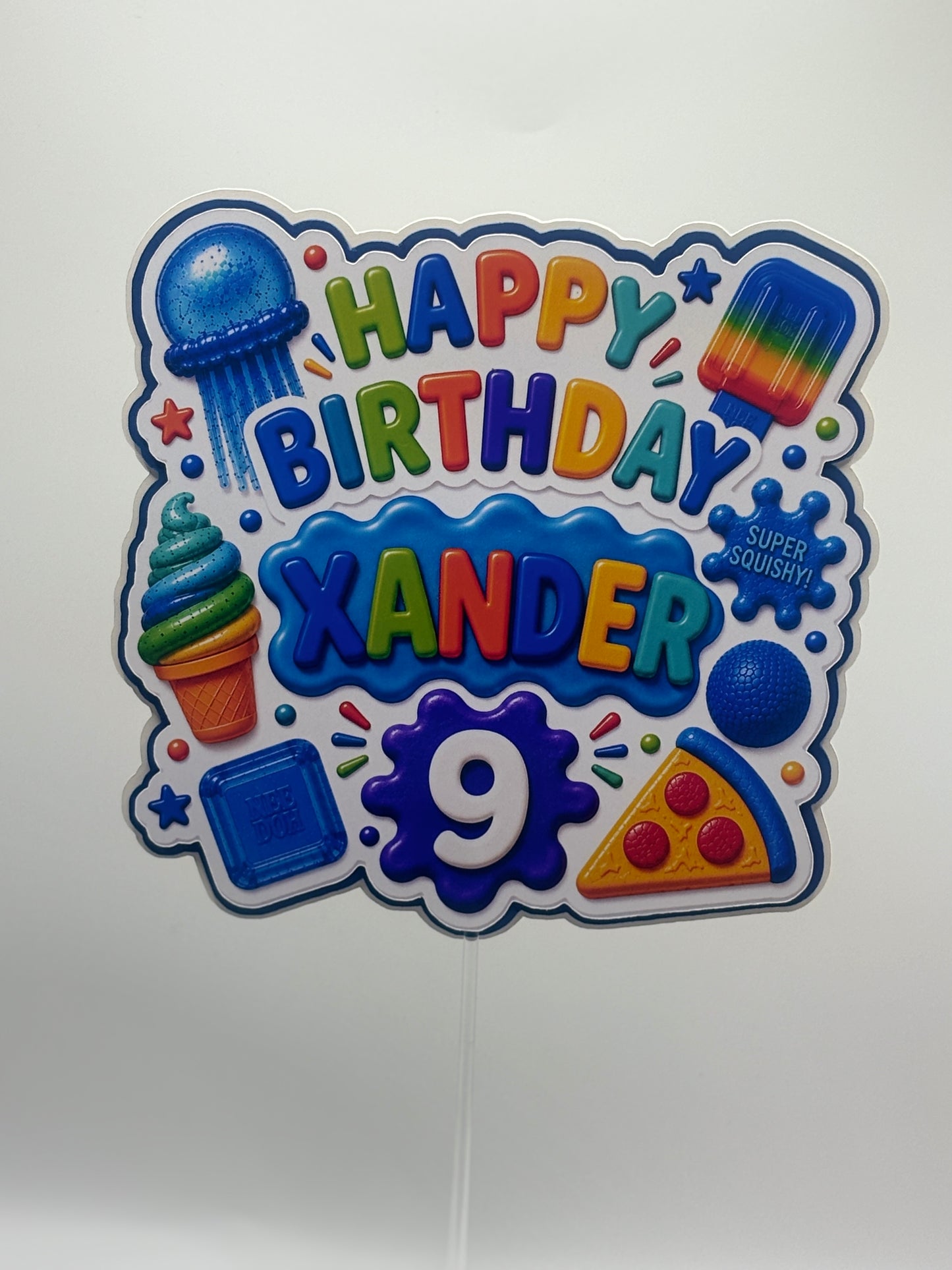 Personalised NeeDoh Inspired Cake Topper | Custom Birthday Squishy Party Decoration