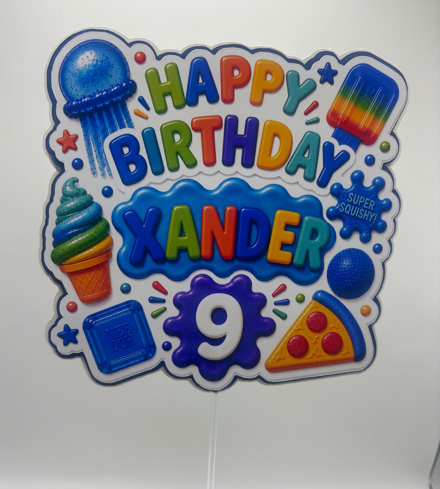 Personalised NeeDoh Inspired Cake Topper | Custom Birthday Squishy Party Decoration