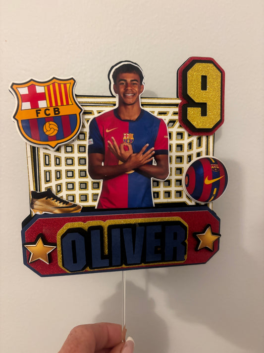 Personalised Lamine Yamal Soccer Cake Topper | Barcelona Football Birthday Topper | Custom Name and Age