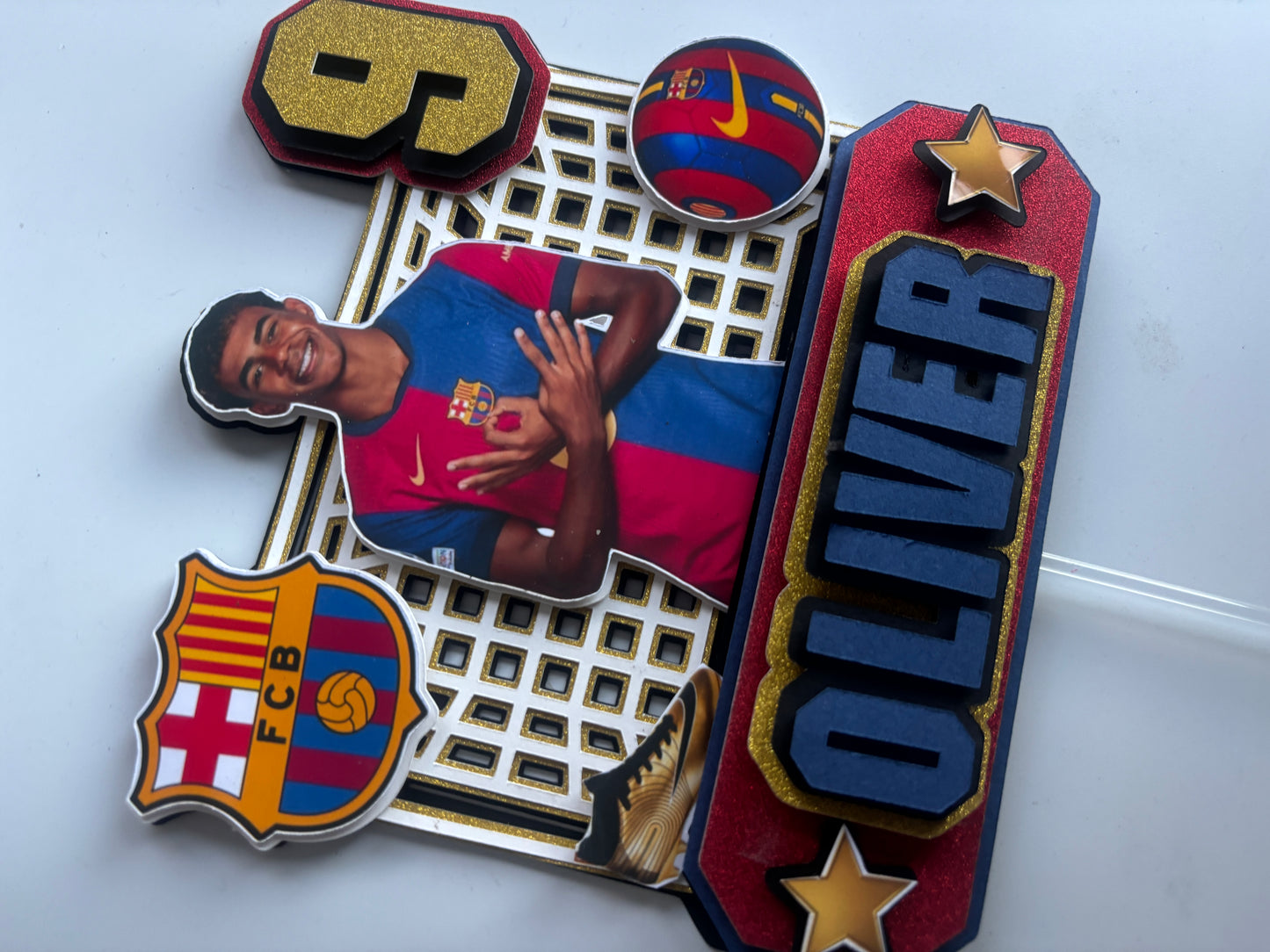 Personalised Lamine Yamal Soccer Cake Topper | Barcelona Football Birthday Topper | Custom Name and Age