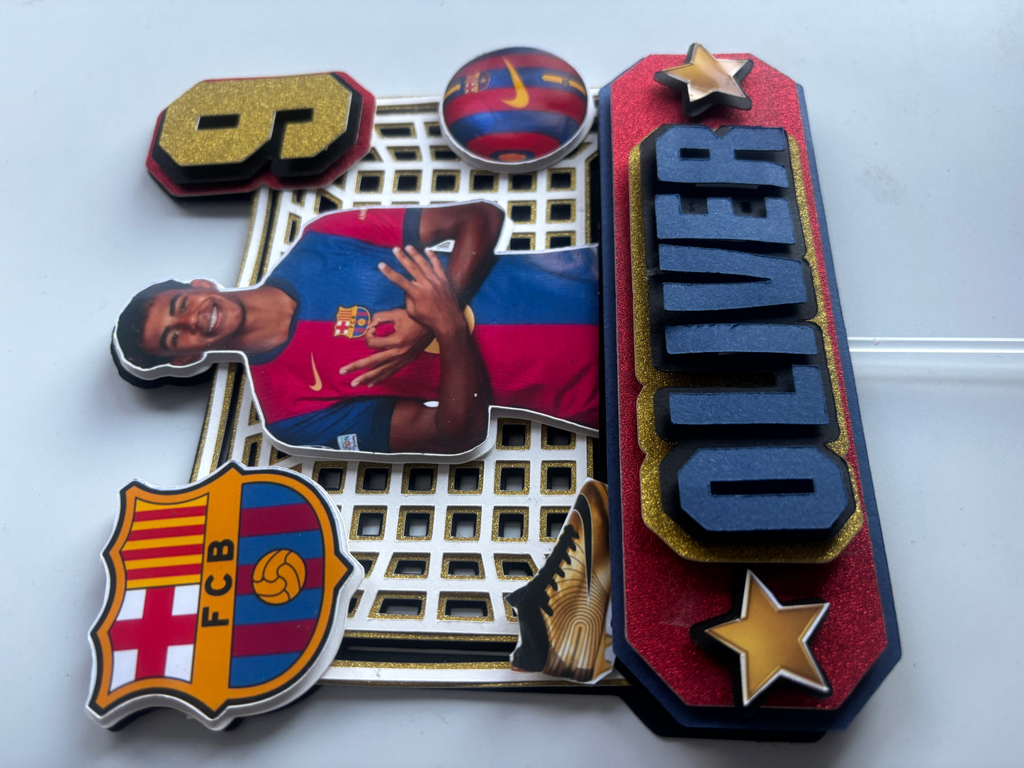 Personalised Lamine Yamal Soccer Cake Topper | Barcelona Football Birthday Topper | Custom Name and Age