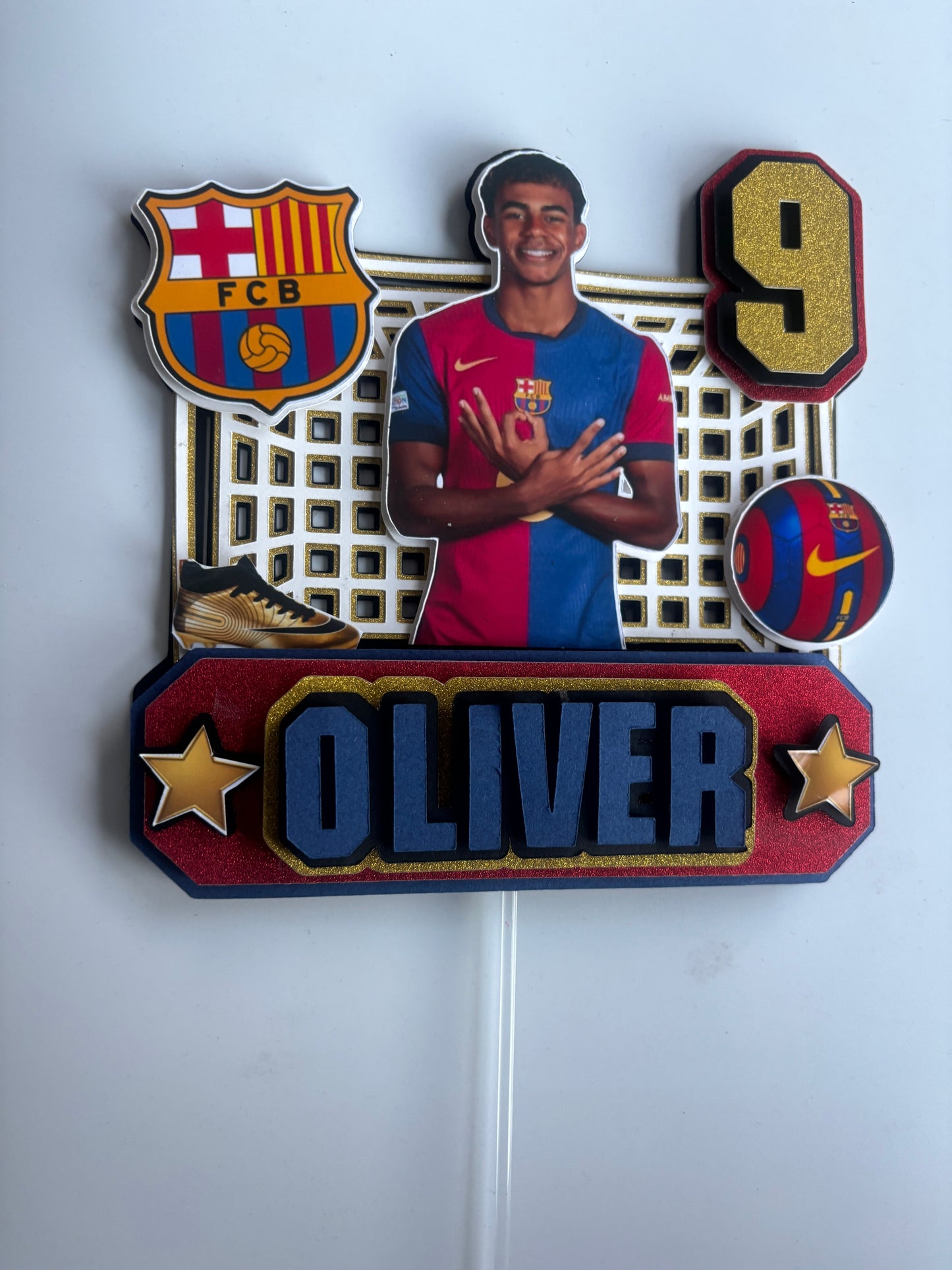 Personalised Lamine Yamal Soccer Cake Topper | Barcelona Football Birthday Topper | Custom Name and Age