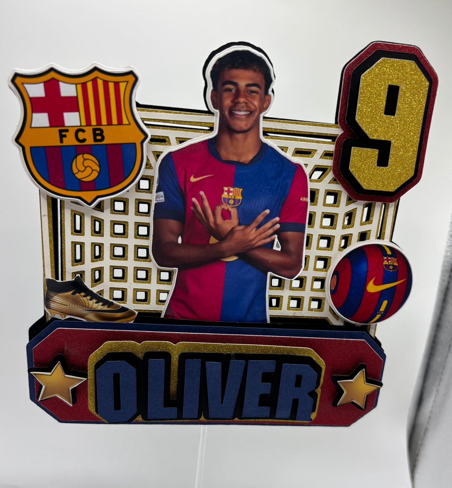 Personalised Lamine Yamal Soccer Cake Topper | Barcelona Football Birthday Topper | Custom Name and Age