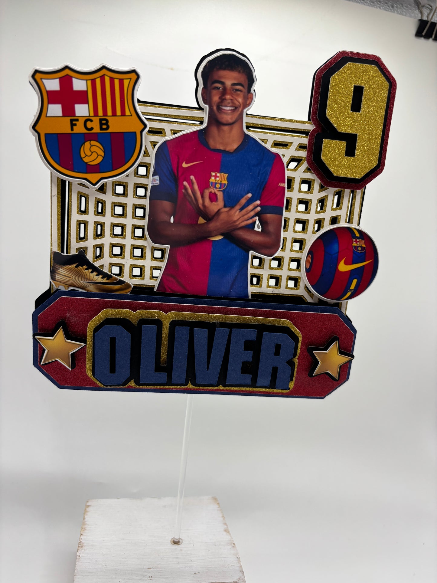Personalised Lamine Yamal Soccer Cake Topper | Barcelona Football Birthday Topper | Custom Name and Age