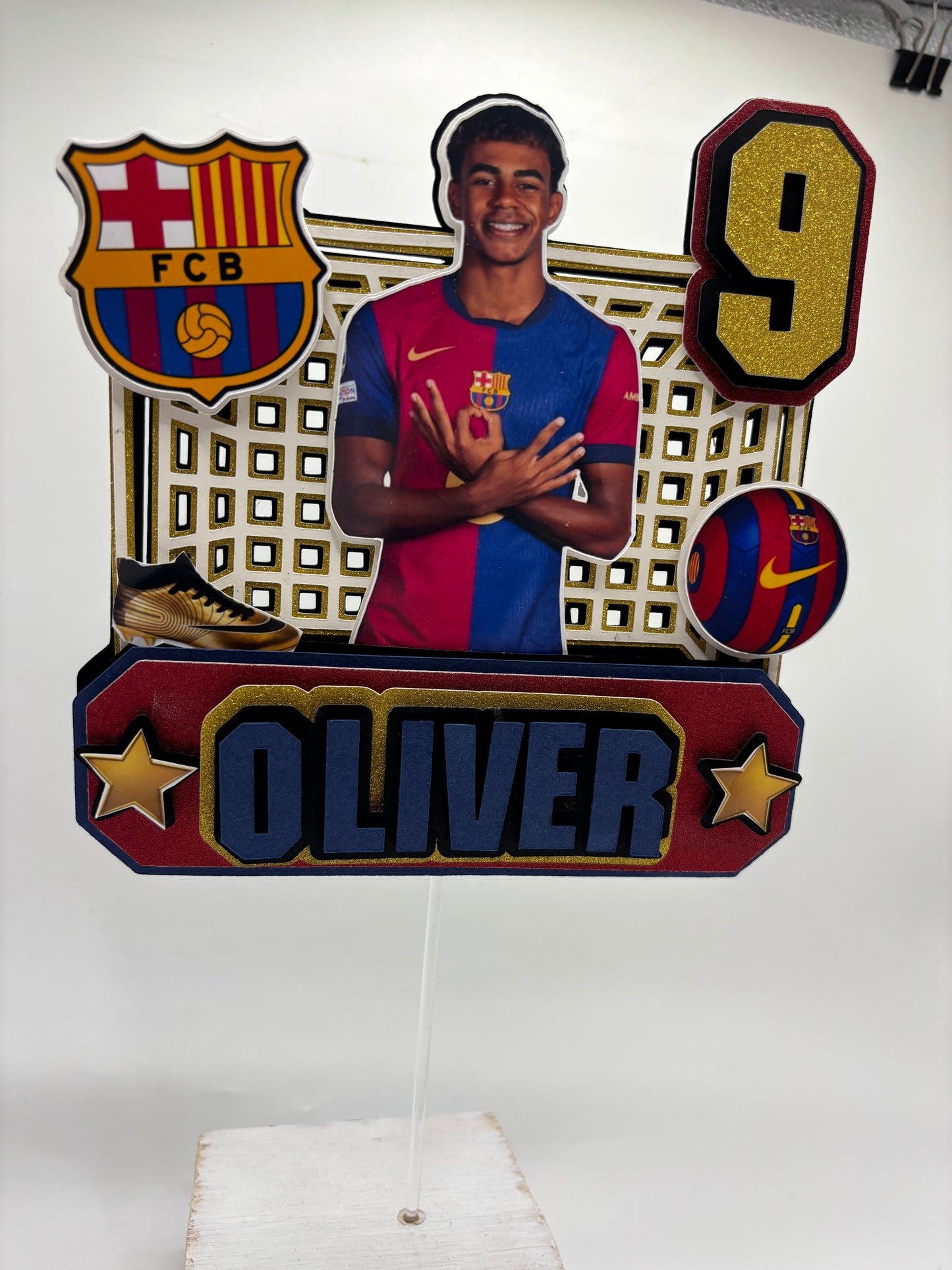 Personalised Lamine Yamal Soccer Cake Topper | Barcelona Football Birthday Topper | Custom Name and Age