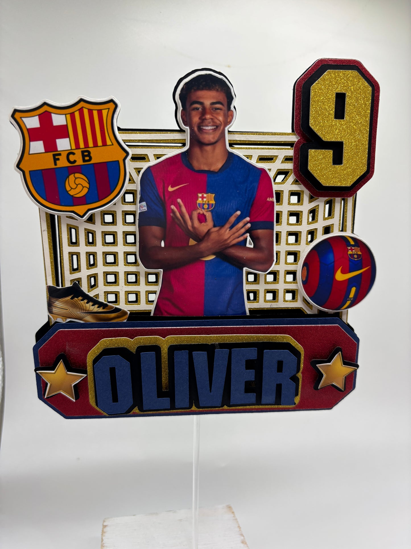 Personalised Lamine Yamal Soccer Cake Topper | Barcelona Football Birthday Topper | Custom Name and Age
