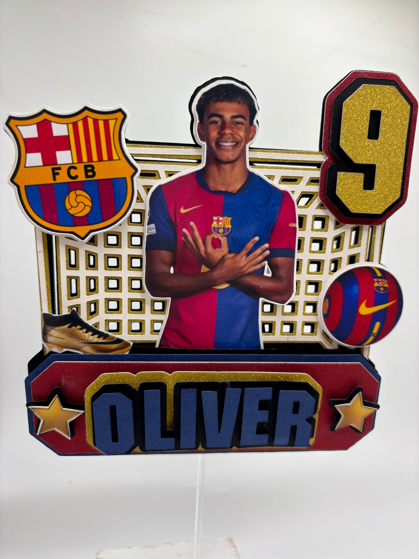 Personalised Lamine Yamal Soccer Cake Topper | Barcelona Football Birthday Topper | Custom Name and Age