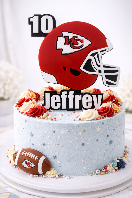 Custom Kansas City Chiefs Cake Topper - Personalised with Name and Age